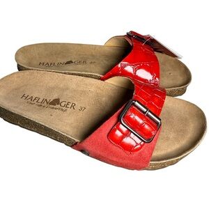 Haflinger Gina Red Croc Embossed Leather Sandals Women’s US 6 EU 37 Comfort